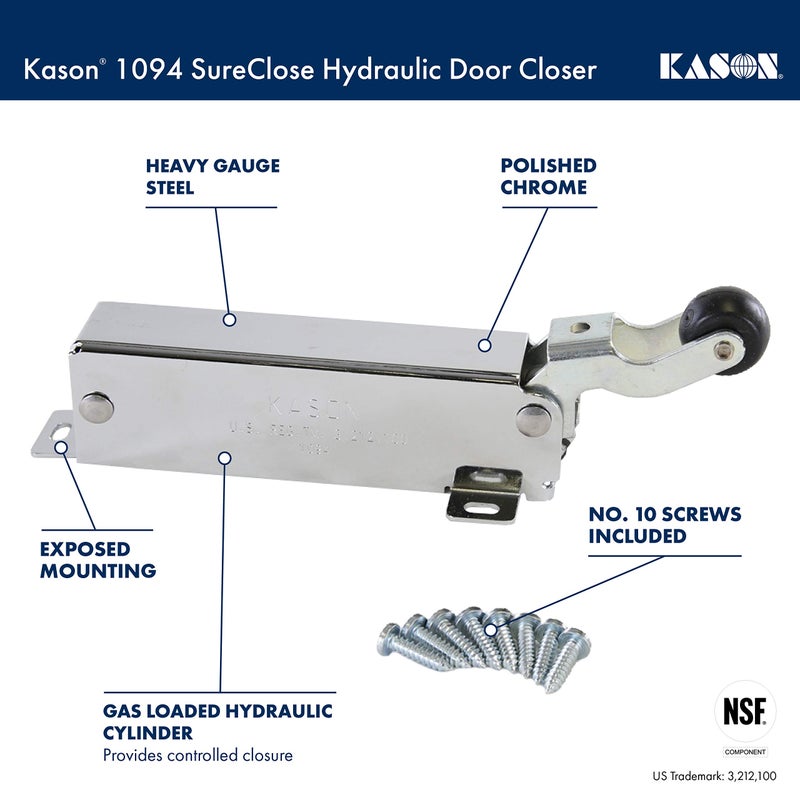 Kason 1094 SureClose Hydraulic Door Closer, Exposed Mounting, 11094000003 - Image 2